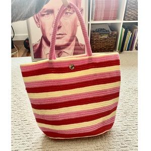 Skipping Girl Striped Tote